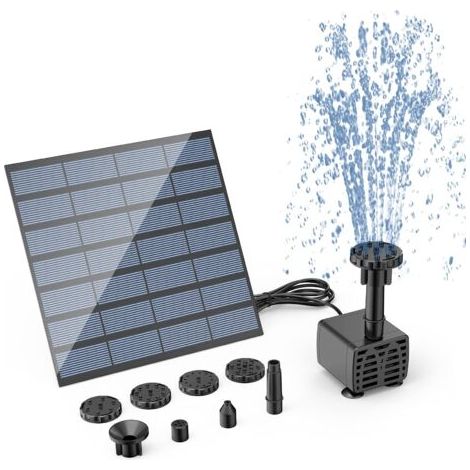 BARKBUSTERSKit de pompe à eau solaire, pompe de fontaine solaire, pompe de fontaine d'eau à énergie solaire avec 6 buses pour bain d'oiseaux, étangs, jardin (1/4)