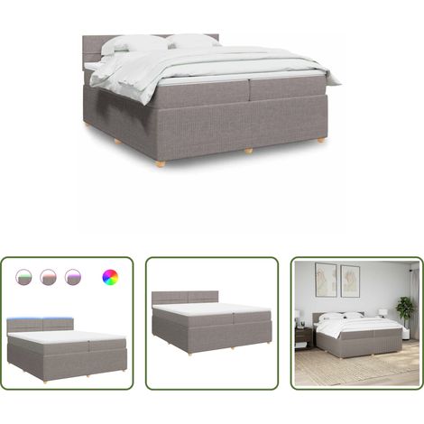 vidaXL Surmatelas - Sommier à lattes de lit avec matelas Taupe 200x200 cm Tissu (1/5)