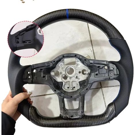 Volante in fibra di carbonio, design perforato, bolla con foro (1/2)