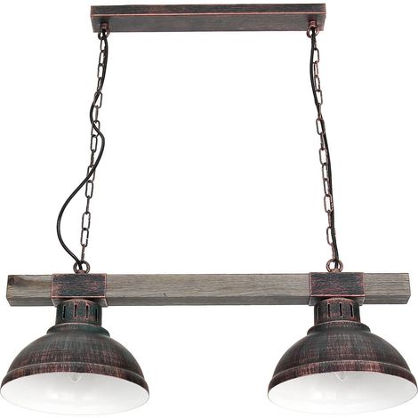 Lampada sospensione loft Hakon marrone/legno 2xE27 (1/5)