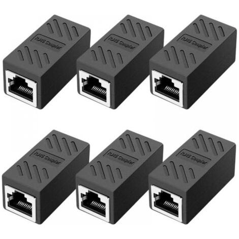 6 Pièces Coupleur RJ45, Coupleur Réseau, Connecteurs Ethernet, Coupleur en Ligne Blindé pour Connecteur D'extension de Câble Ethernet Cat7/Cat6/Cat5e/Cat5-Femelle à Femelle (1/5)