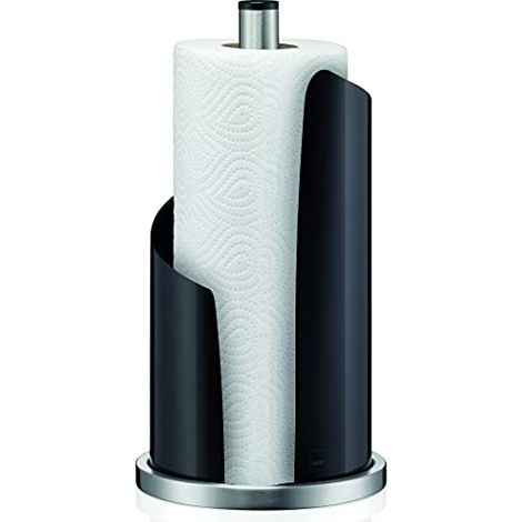 kela portarotolo da Cucina Nero, per Rotoli Spessi, portarotolo da Cucina in Piedi Alto 33,5 cm, Stella, Acciaio Inossidabile (1/4)