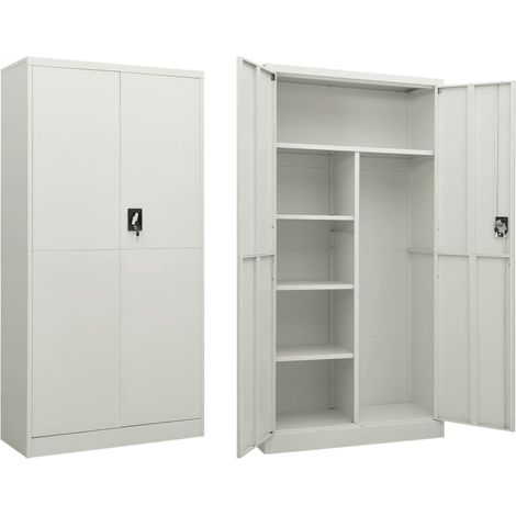 Armoire à casiers Meuble de Rangement - Style Contemporain Gris clair 90x40x180 cm Acier BV497108 - BonneVie (1/5)