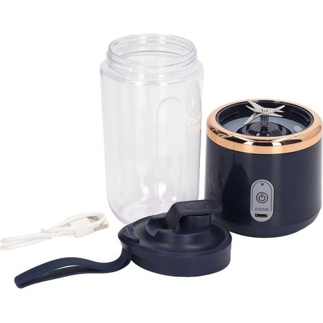 Mini Blender Électrique Portable, 300 ML, 1200 mAh Charge USB, 6 Lames, avec Couvercle, Bleu (1/5)