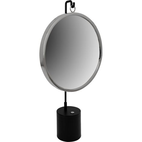 Specchio da tavolo Eleganca in metallo nero e argento (1/4)