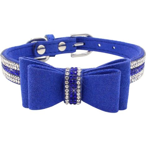 Collier de chien doux noeuds papillon (bleu M)-Fei Yu
