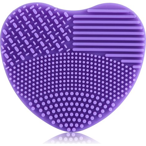 Trousseau de nettoyage portable pour pinceaux maquillage, planche en silicone violette, outil de lavage et frottage manuel (1/5)