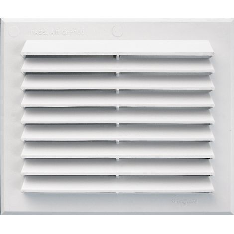 Grille ventilation rectangulaire blanc à clipser + moustiquaire - Ø154 x 183 mm - tube Ø100 à 140 mm - First Plast