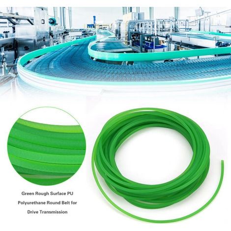 Courroie ronde en polyuréthane, courroie ronde brute en PU vert, courroie transporteuse industrielle, courroie en forme de O, connectable, courroie de tour à moteur (6mm10m)