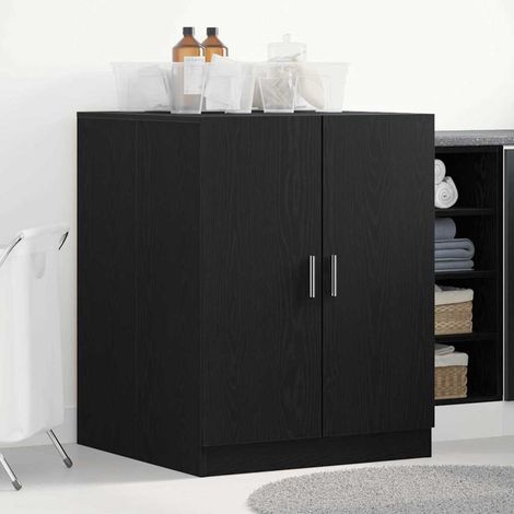 Waschmaschinen-Schrank Schwarz Eichen-Optik Holzwerkstoff