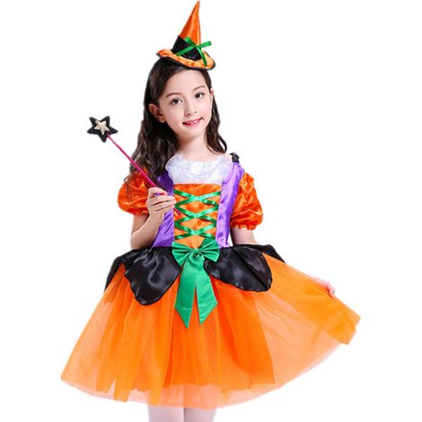 Déguisement de sorcière pour fille, déguisement d'araignée pour enfant, tenue d'Halloween (1/5)