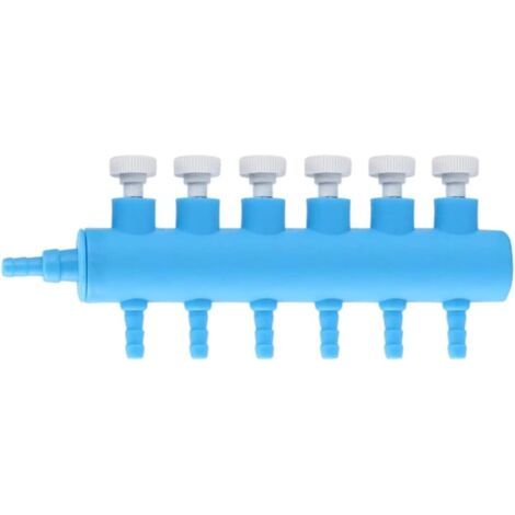 Séparateur De Débit d'Air Pour Aquarium, Valve De Contrôle d'Air En Acier Inoxydable Pour Aquarium, Distributeur d'Oxygène Pour Aquarium, Accessoires De Pompe à Air Pour Aquarium (6 Voies, Bleu)
