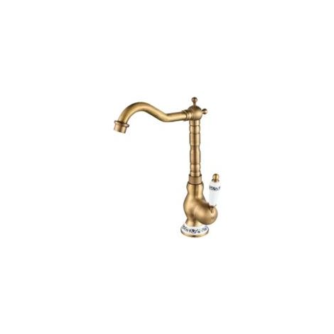 Vintage-Waschtischarmatur, Küchenarmatur mit 360° drehbarem Keramikgriff und hohem Auslauf (Bronze). (1/5)