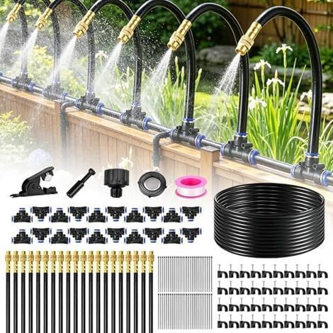 Arrosage Automatique pour Jardin de 20M, Système d’ à 360°, Kit d’Irrigation avec 20 Buses Réglables Jardins,Serres,Plantes Balcon,Aménagement Paysager,Pelouse - (1/5)
