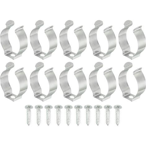 T8 Clips Support Cintre Fluorescent Tube Lumière Fixture Support Pinces avec Vis pour LED Ampoules Plafond Lampe, Acier Paquet de 10 (1/5)