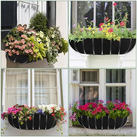 Liner Pour Bac À Fleurs - Feutre Noir - 24 Pouces - Pour Paniers Suspendus Boîtes À Fenêtres Jardinières Sur Pied - Lot De 3 (1/5)