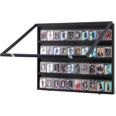Präsentationsbox für 36 Sportkarten, 77,5 x 61,7 x 5,3 cm, 98 % UV-beständiges PC-Glas, abschließbarer Wandrahmen für Sammelkarten (1/5)