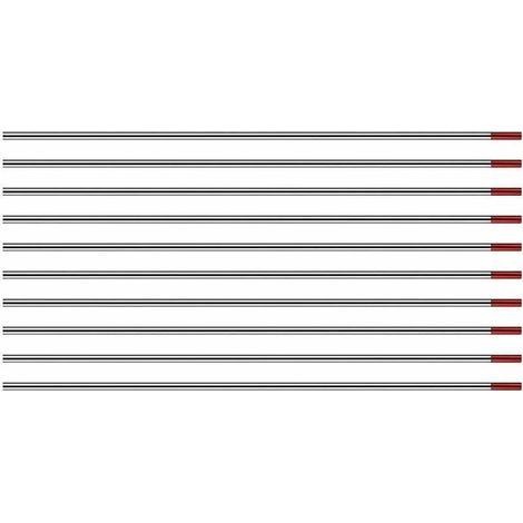 Électrodes de tungstène TIG WT20 1,6mm 150mm – Lot de 10 pièces – Pour soudage acier et alliages – Excellente stabilité de l'arc