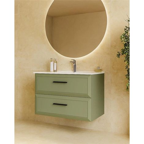 Mobile bagno muschio 80x45 Praga lavabo in ceramica lucido (1/5)