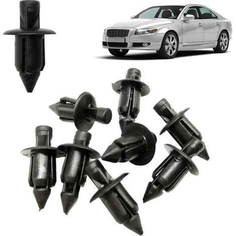 Rivet Clips Plastique, Rivets Plastiques, Universal Auto Noir Nylon Clips, Plastique Rivet Carrosserie Garniture Clips, Rivet en Plastique vélo Carénage Garniture Panneau Fixations Pinces, 50P (1/5)