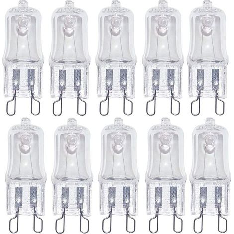 Lot de 10 ampoules halogènes G9 230 V 20 W Clear de rechange pour angle d\'éclairage Blanc chaud 2700 K