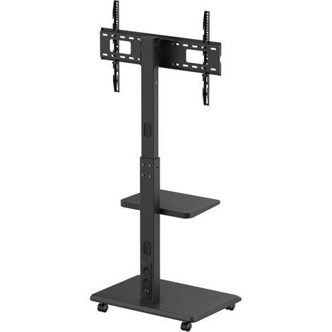 Soporte de TV / carro Ergo-Office, carga máx. 50 kg / estante de 5 kg, máx. VESA 600x400, regleta de enchufes integrada, negro, (1/5)
