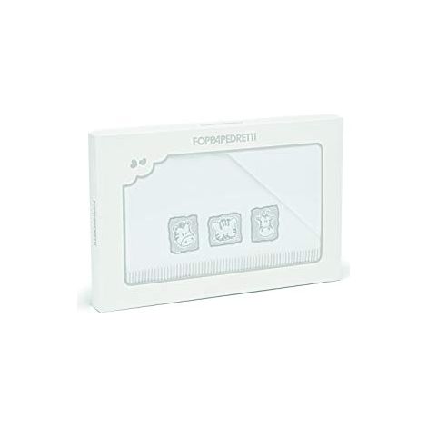 Foppapedretti Completo Lenzuolino Babyzoo, 100% cotone, Composto da lenzuolo ricamato (120x80 cm), lenzuolino inferiore ad angoli (120x65 cm) e federa (60x40 cm), bianco (1/3)