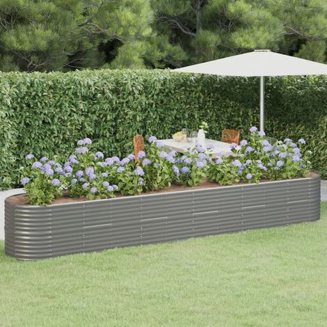 Jardinière de jardin Acier enduit de poudre 440x80x68 cm Gris (1/5)