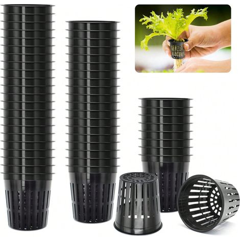 Pots hydroponiques à grille de 2 Inch, paniers de plantation ronds à bord large épaissi réutilisables pour hydroponie, 10pcs (1/5)