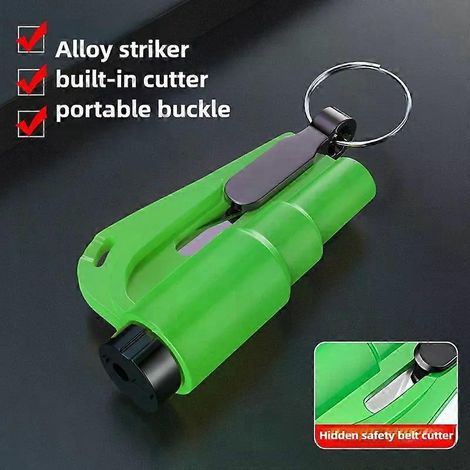 Marteau de sécurité pour voiture Mini voiture avec marteau d'évacuation multifonctionnel pour briser la vitre, marteau de secours pour vitre de voiture One Secondgreen (1/5)