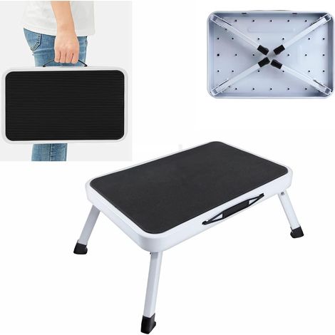 Mini escabeau - escabeau en acier - escabeau pliable - escabeau pliant avec tapis en caoutchouc antidérapant - escabeau simple - tabouret pliant pour cuisine, salle de bain - escabeau - chargeable jus