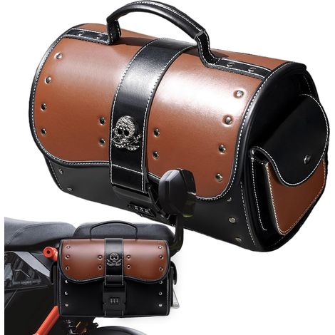 de moto tanche en cuir sacoche de selle arrire accessoires (1/5)