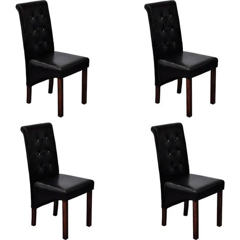 vidaXL Sillas de comedor 4 unidades cuero sintético negro (1/5)