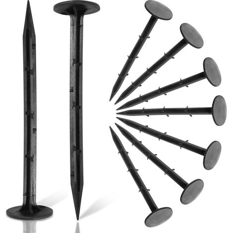 Ancrage au sol - Longueur : 160 mm - Largeur : 35 mm - Diamètre : 5 mm - Lot de 200 piquets d'ancrage solides pour toile anti-mauvaises herbes, non-tissé de jardin, clôture et filet