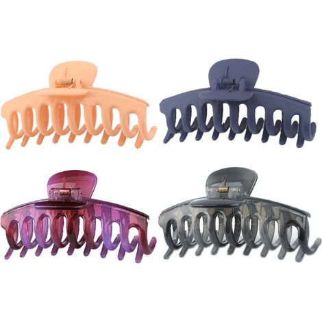 Pince À Cheveux Anti-Dérapante En Résine Et Alliage Pour Cheveux Longs Et Épais - Fixation Forte - Usage Quotidien Et Douche - Lot De 4 (1/5)