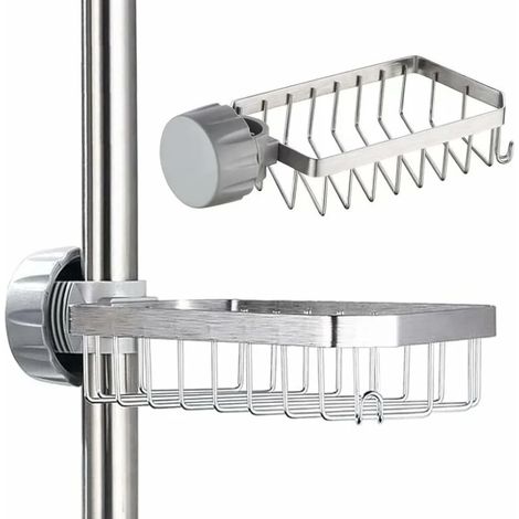 Porte Savon Douche pour Etagere Douche - Support Etagere Douche sans Percage - Porte Shampoing Douche -pour Tringle 20-32mm (1/5)