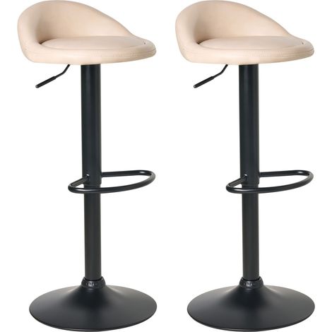 Set mit 2 Barhockern MEEDER Kunstleder drehbar Hellbeige