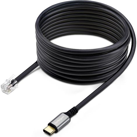 StarTech.com Adaptador USB-C a RJ9 para Auriculares con Micrófono - Adaptador USB Tipo C a RJ9 con Cable de 1,8m - Adaptador par (1/4)