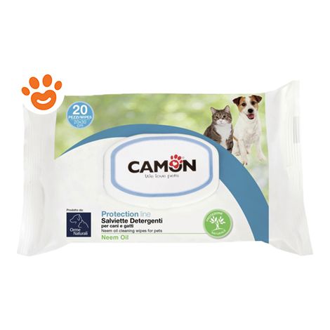Camon Dog&Cat Orme Naturali Salviette Detergenti - Camon Dog&Cat Orme Naturali Salviette Detergenti - Confezione da 20 Salviette 20x30 cm