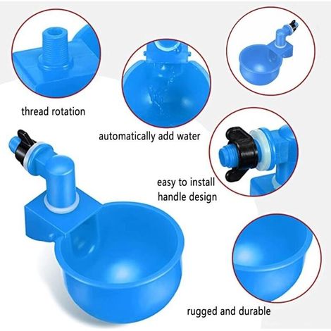 pezzi, abbeveratoi per polli, abbeveratoi automatici per polli, abbeveratoi automatici per pollame, abbeveratoi in plastica blu, strumento per abbeverare il pollame, adatti a polli, anatre, pollame, u (1/4)