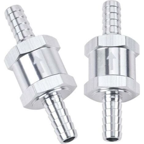 Lot de 2 clapets anti-retour unidirectionnels pour conduite de carburant, 3/8 ", 10mm, anti-retour, Diesel, aluminium, argent (1/4)