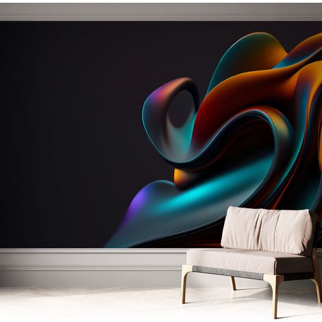 Papier peint adhésif avec colle pour décoration moderne de salon chambre à coucher cuisine et bureau Facile Tourbillon coloré 312x219 cm (1/5)