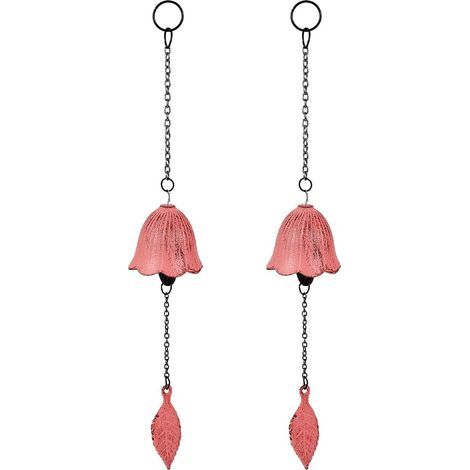 2 Paquet de Carillons Éoliens Japonais en Forme de Feuille Petit Pendentif Clochette à Vent pour L'Extérieur Carillon Éolien en Fonte Ornement pour Jardin Cour Ou Maison (Cerise) (1/5)