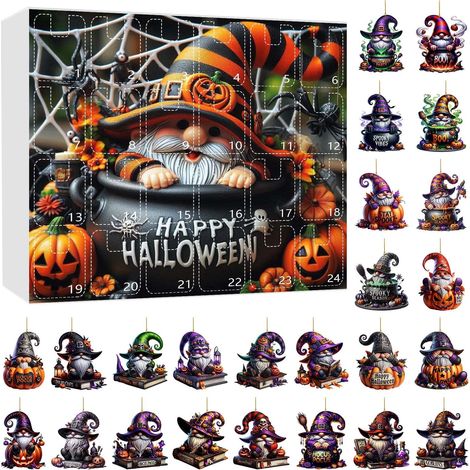 Ornement Suspendu Halloween - Calendrier Compte à Rebours Acrylique Double Face - Décoration Arbre Noël Fenêtres Intérieur - 31 Pièces (1/5)
