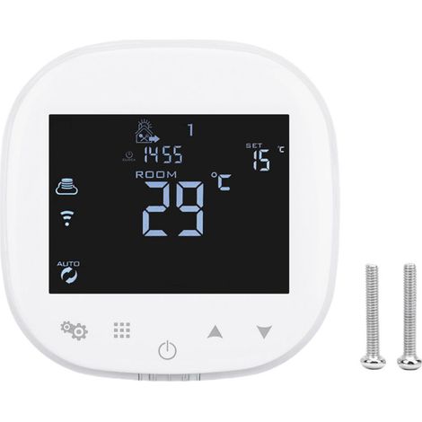 Heating temperature controller, WiFi app control, wall-mounted thermostat for boiler, white (1/5)
