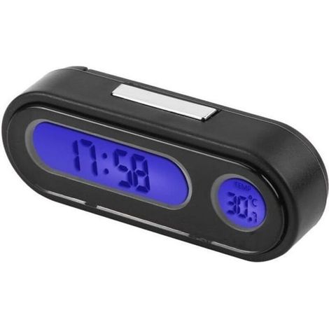 Horloge numérique de voiture - - 2 en 1 LED thermomètre - Noir (1/4)