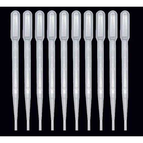 Lot de 10 pipettes - Pipettes graduées 3 ml - Pipettes compte-gouttes - Pour whisky, liquides, laboratoire et loisirs créatifs (1/2)