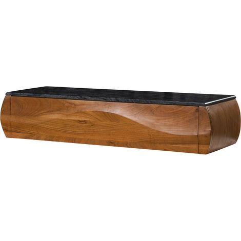 Mobile Tv in legno di acacia 124x40x25 laccato naturale / marmo scuro MONTREAL 131