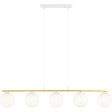 Lampadario Emibig Allora 5xE14 bianco oro vetro 105cm (1/5)