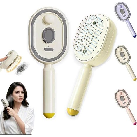 Brosse à cheveux vapeur rechargeable – Brosse électrique de coiffage avec fonction vapeur – Pour tous types de cheveux – Brosse chauffante portable pour coiffage quotidien et voyage – Blanc (1/5)
